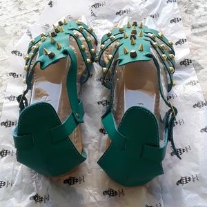 jacobies Shoes - Teal studs & spikes sandals jacobies Shoes - Teal studs & spikes sandals